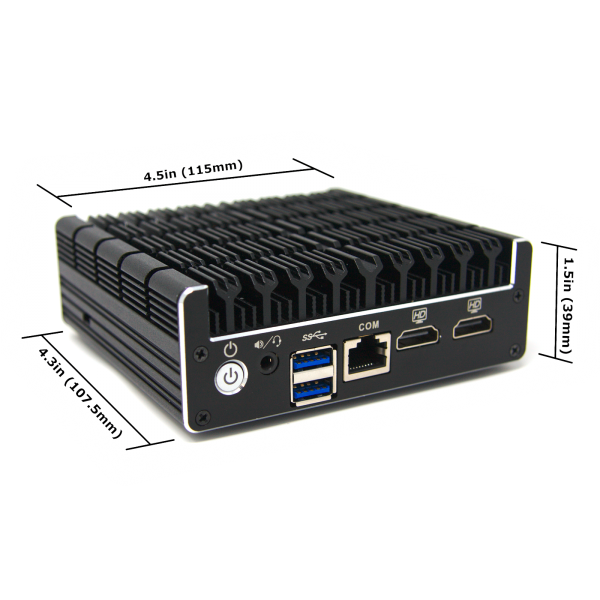 Protectli Firewall Appliance mit 4-Fach Intel Gigabit Ports,Quad-Core-Celeron,AES-NI,4 GB Ram,32 GB mSATA Schwarz