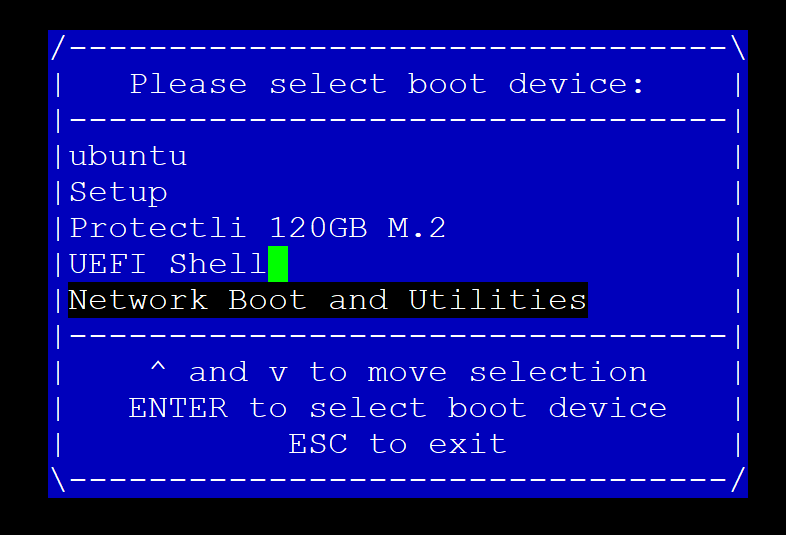 coreboot Vault Pro - select boot device