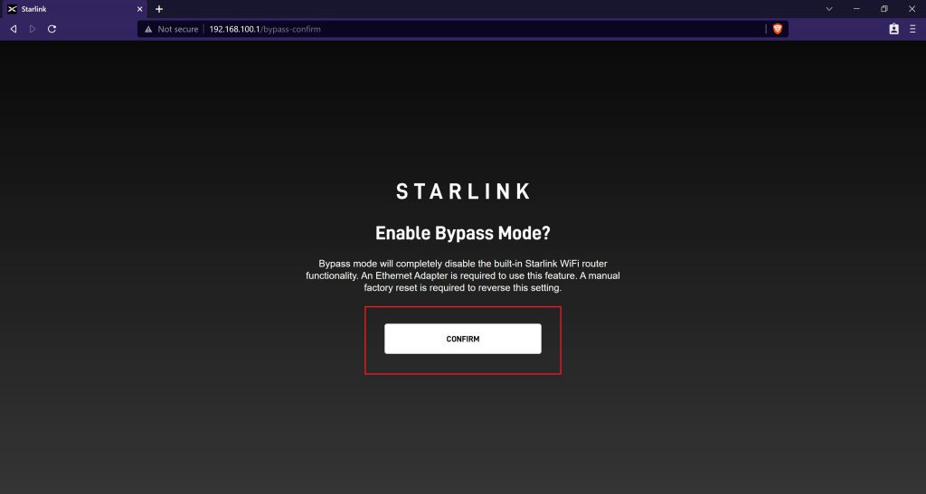 starlink bypass mode - enable